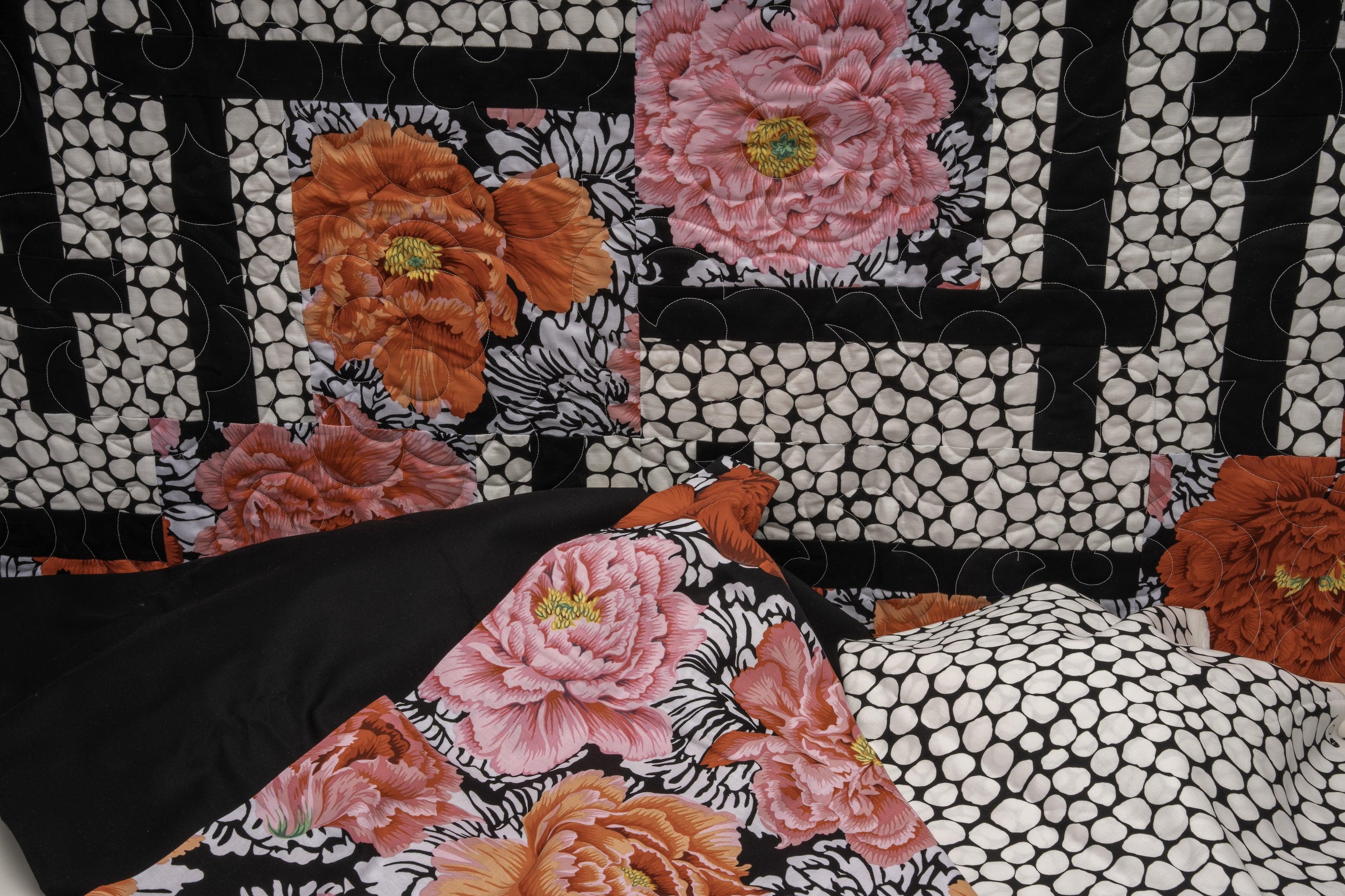 Kaffe Crimson Peony with White Jumble BQ2 Quilt Kit-Free Spirit Fabrics-My Favorite Quilt Store