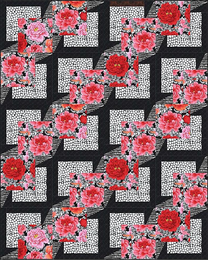 Kaffe Crimson Peony with White Jumble BQ5 Quilt Kit-Free Spirit Fabrics-My Favorite Quilt Store