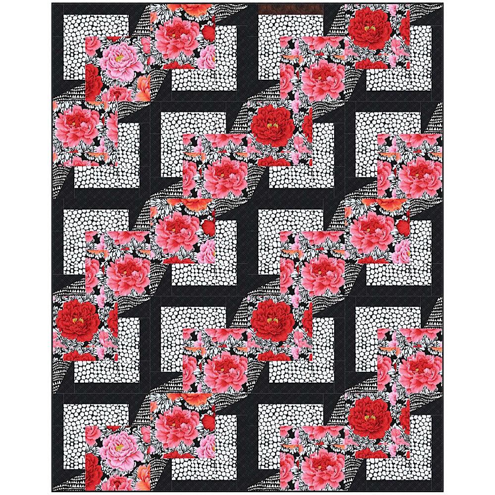 Kaffe Crimson Peony with White Jumble BQ5 Quilt Kit