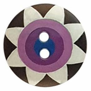 Kaffe Fassett Black and Purple Star Flower Button 3/4"- 20mm-Dill Buttons of America-My Favorite Quilt Store