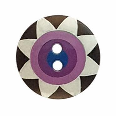 Kaffe Fassett Black and Purple Star Flower Button 5/8"- 15mm