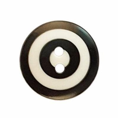 Kaffe Fassett Black and White Target Button 5/8"- 15mm-Dill Buttons of America-My Favorite Quilt Store