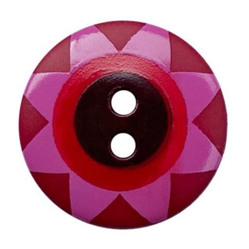 Kaffe Fassett Burgundy Star Flower Button 3/4"- 20mm-Dill Buttons of America-My Favorite Quilt Store