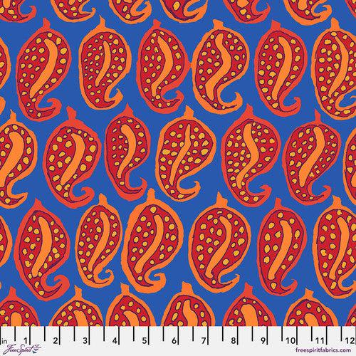 Kaffe Fassett Collective August 2024 Blue Pasha Paisley Fabric-Free Spirit Fabrics-My Favorite Quilt Store