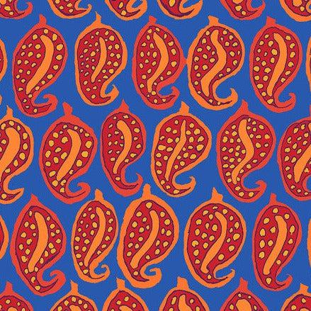 Kaffe Fassett Collective August 2024 Blue Pasha Paisley Fabric