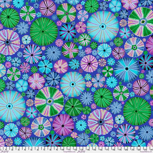 Kaffe Fassett Collective August 2024 Blue Urchins Fabric-Free Spirit Fabrics-My Favorite Quilt Store