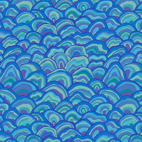 Kaffe Fassett Collective August 2024 Blue Wobble Fabric-Free Spirit Fabrics-My Favorite Quilt Store