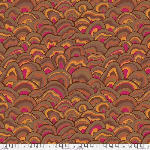 Kaffe Fassett Collective August 2024 Brown Wobble Fabric-Free Spirit Fabrics-My Favorite Quilt Store