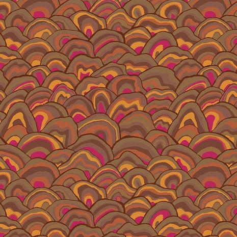 Kaffe Fassett Collective August 2024 Brown Wobble Fabric-Free Spirit Fabrics-My Favorite Quilt Store