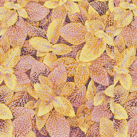 Kaffe Fassett Collective August 2024 Gold Fittonia Fabric-Free Spirit Fabrics-My Favorite Quilt Store