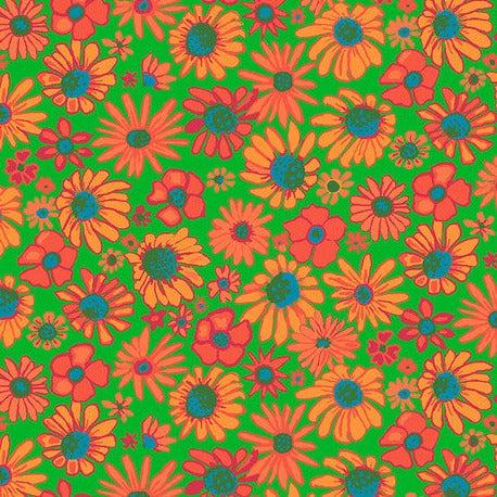 Kaffe Fassett Collective August 2024 Green Bloomers Fabric-Free Spirit Fabrics-My Favorite Quilt Store