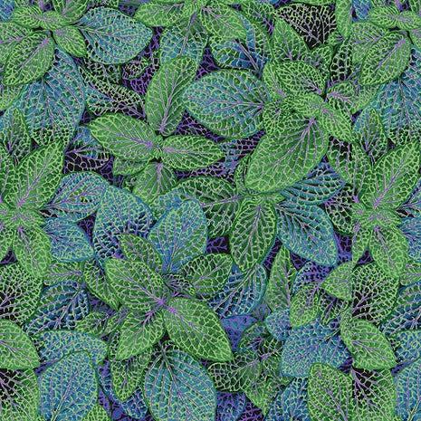 Kaffe Fassett Collective August 2024 Green Fittonia Fabric-Free Spirit Fabrics-My Favorite Quilt Store
