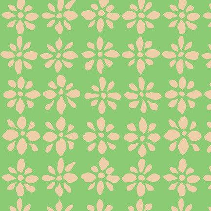 Kaffe Fassett Collective August 2024 Green Snow Flower Fabric-Free Spirit Fabrics-My Favorite Quilt Store