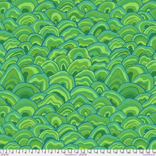 Kaffe Fassett Collective August 2024 Green Wobble Fabric-Free Spirit Fabrics-My Favorite Quilt Store