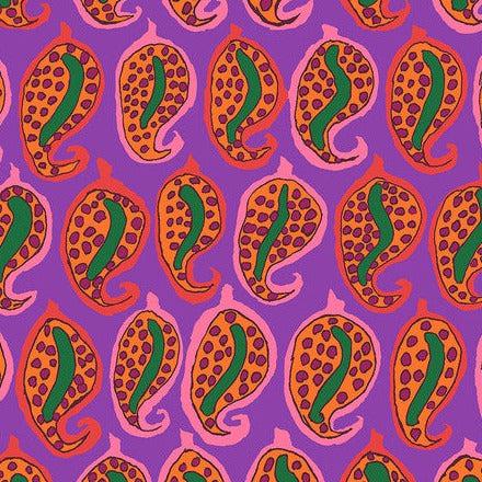 Kaffe Fassett Collective August 2024 Purple Pasha Paisley Fabric-Free Spirit Fabrics-My Favorite Quilt Store