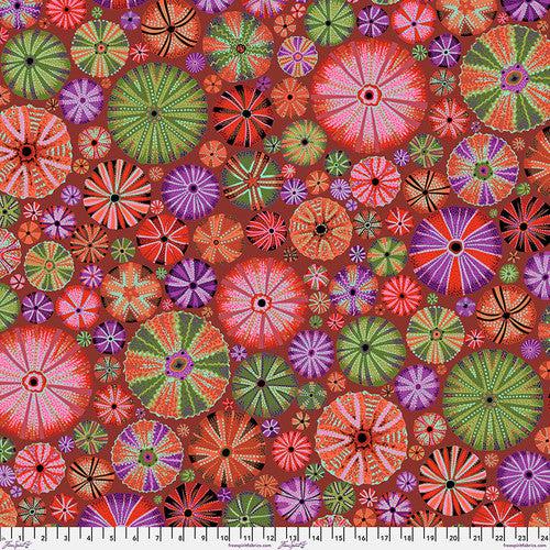 Kaffe Fassett Collective August 2024 Red Urchins Fabric-Free Spirit Fabrics-My Favorite Quilt Store