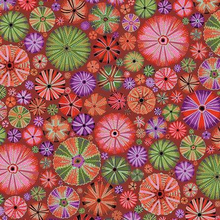 Kaffe Fassett Collective August 2024 Red Urchins Fabric-Free Spirit Fabrics-My Favorite Quilt Store