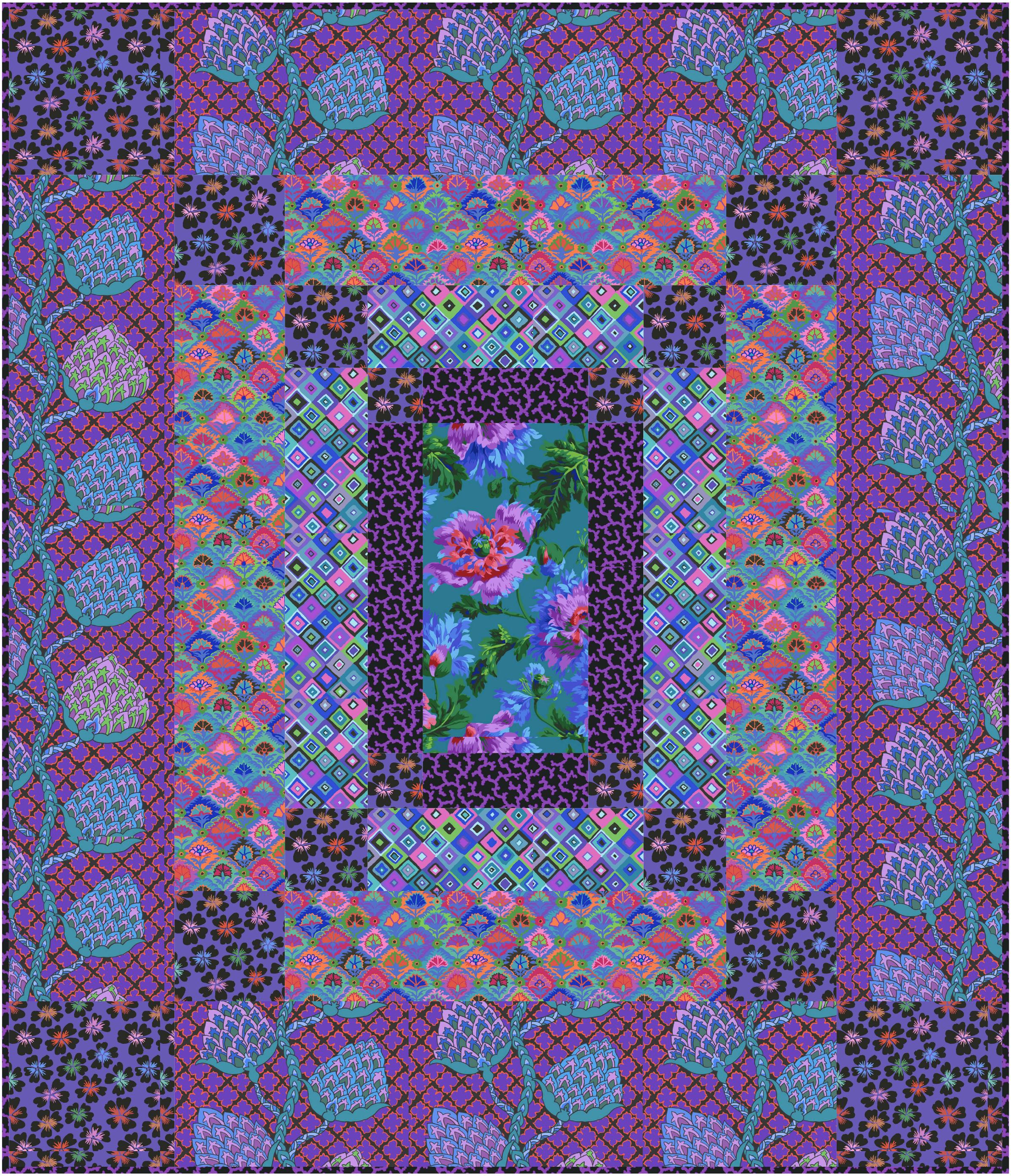Kaffe Fassett Deco Dance Purple Quilt Kit-Free Spirit Fabrics-My Favorite Quilt Store