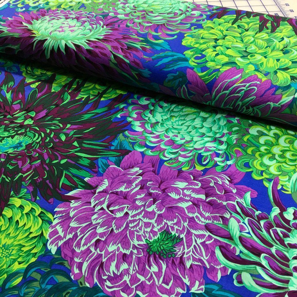 Kaffe Fassett Japanese Chrysanthemum Green Fabric-Free Spirit Fabrics-My Favorite Quilt Store