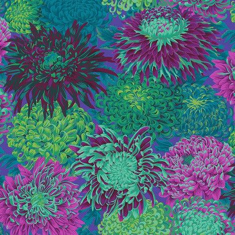 Kaffe Fassett Japanese Chrysanthemum Green Fabric-Free Spirit Fabrics-My Favorite Quilt Store
