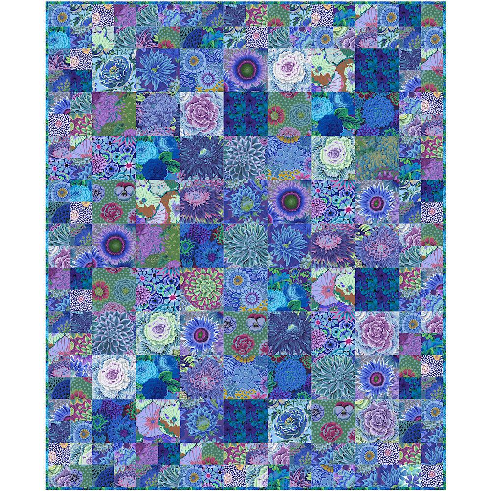 Kaffe Fassett Seed Packets Blue Quilt Kit-Free Spirit Fabrics-My Favorite Quilt Store