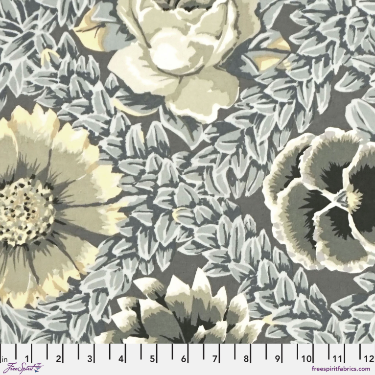 Kaffe Fassett Vintage Collective Grey Flower Lattice Fabric-Free Spirit Fabrics-My Favorite Quilt Store