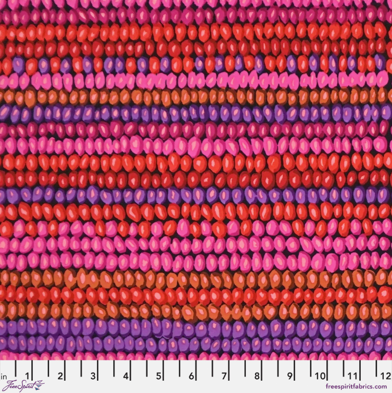 Kaffe Fassett Vintage Collective Magenta Bead Stripe Fabric-Free Spirit Fabrics-My Favorite Quilt Store