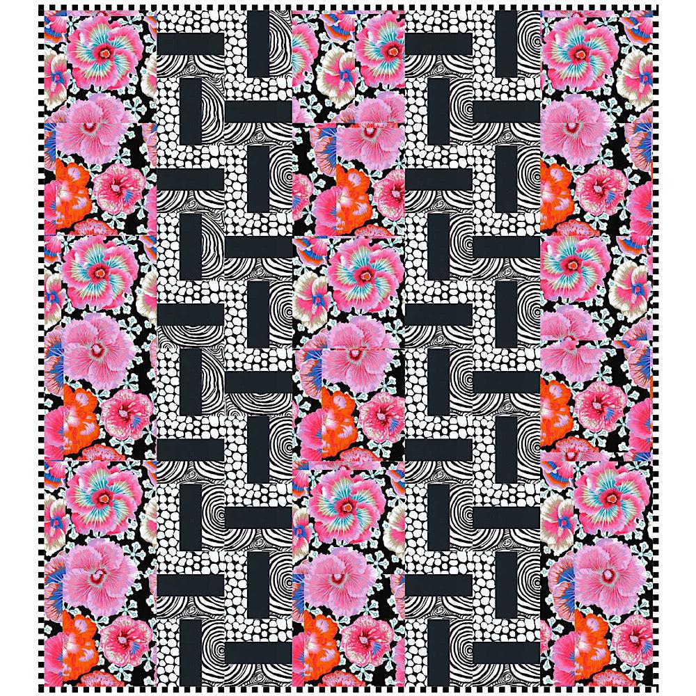 Kaffe Floating Hibiscus Contrast Winter Garden Plus Quilt Kit-Free Spirit Fabrics-My Favorite Quilt Store