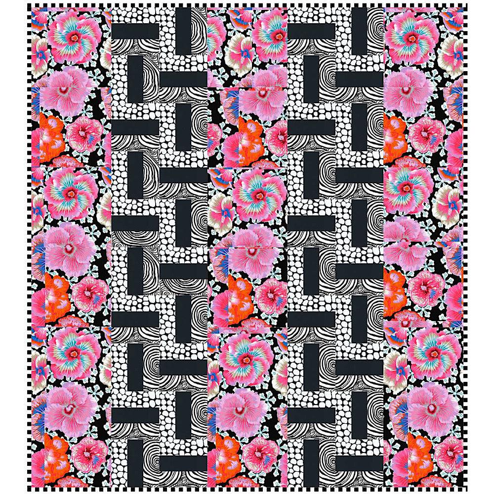 Kaffe Floating Hibiscus Contrast Winter Garden Plus Quilt Kit