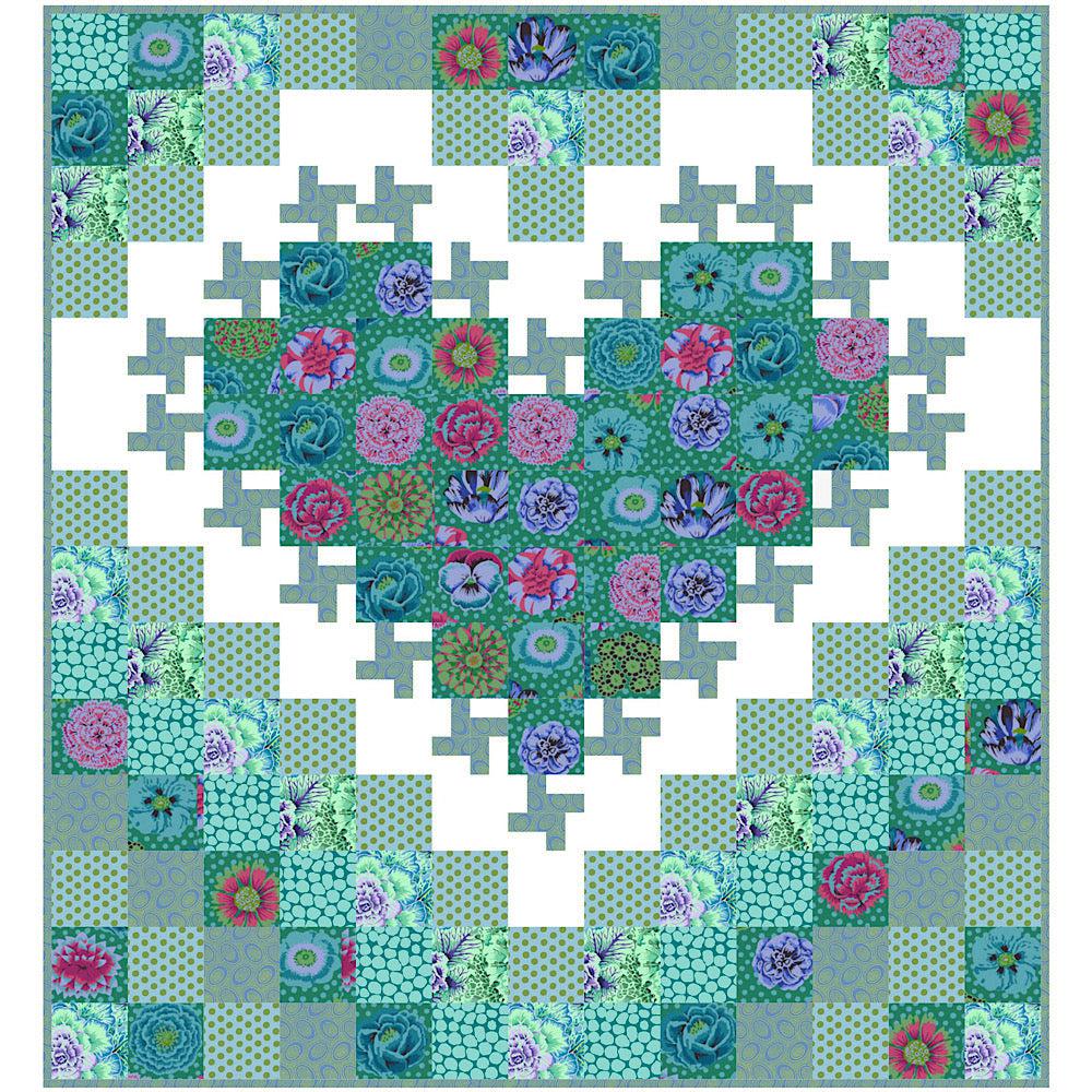 Kaffe Mint for My Heart Quilt Kit-Free Spirit Fabrics-My Favorite Quilt Store