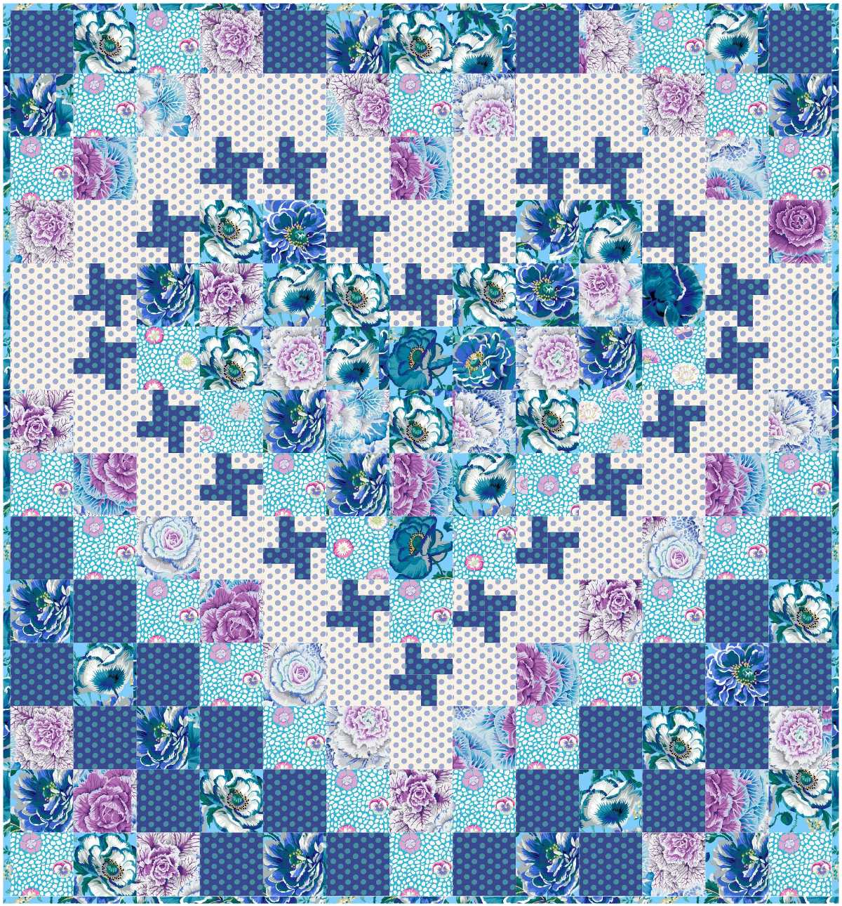 Kaffe My Heart is Blue for You Quilt Kit-Free Spirit Fabrics-My Favorite Quilt Store