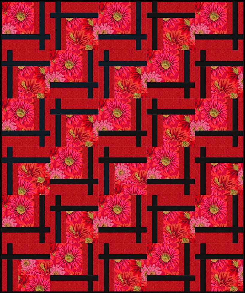 Kaffe Red Cactus with Red Background BQ2 Quilt Kit-Free Spirit Fabrics-My Favorite Quilt Store