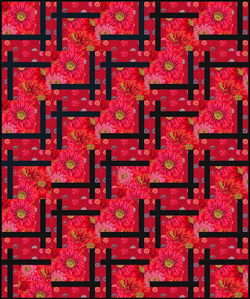 Kaffe Red Cactus with Red Guinea BQ2 Quilt Kit-Free Spirit Fabrics-My Favorite Quilt Store