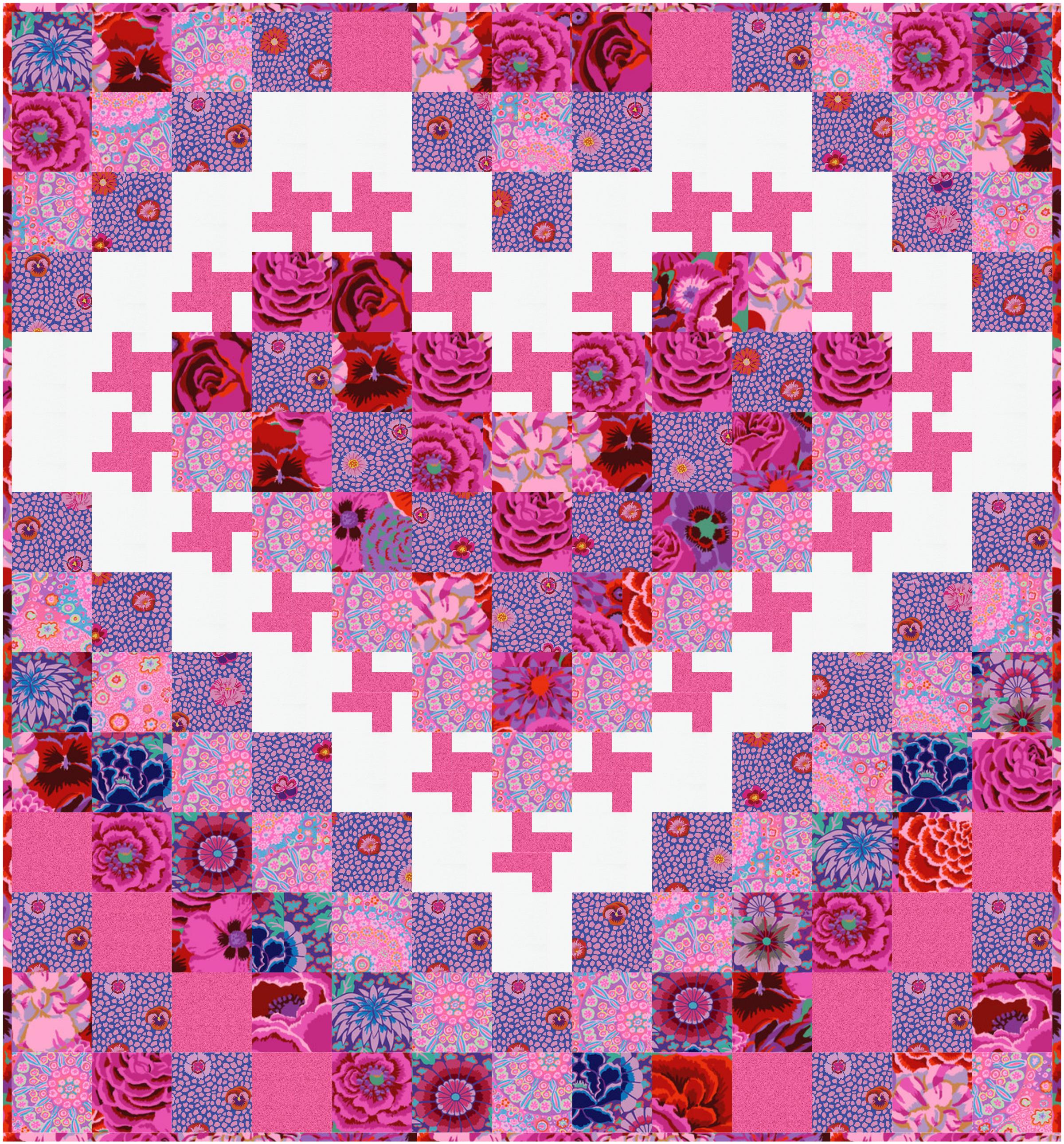 Kaffe Tickled Pink Heart Quilt Kit-Free Spirit Fabrics-My Favorite Quilt Store