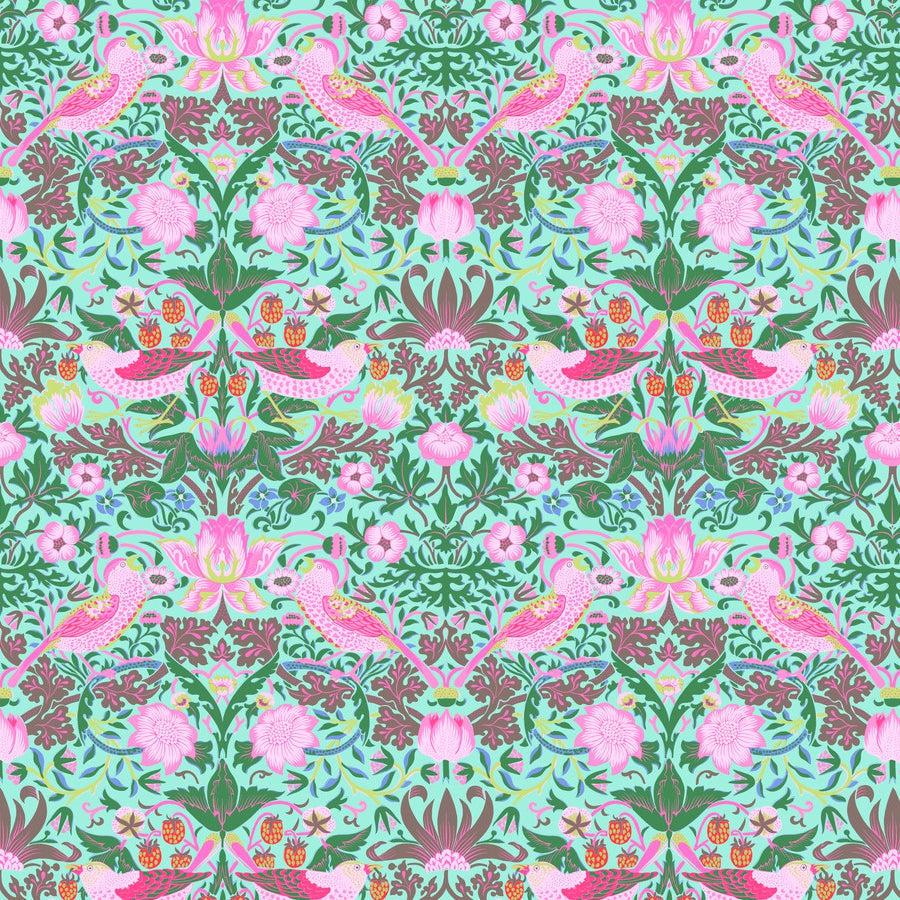 Kaffe X Morris & Co. Aqua Strawberry Thief Fabric