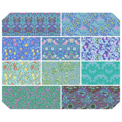 Kaffe X Morris & Co. Blue Fat Quarter Bundle 10pc.-Free Spirit Fabrics-My Favorite Quilt Store