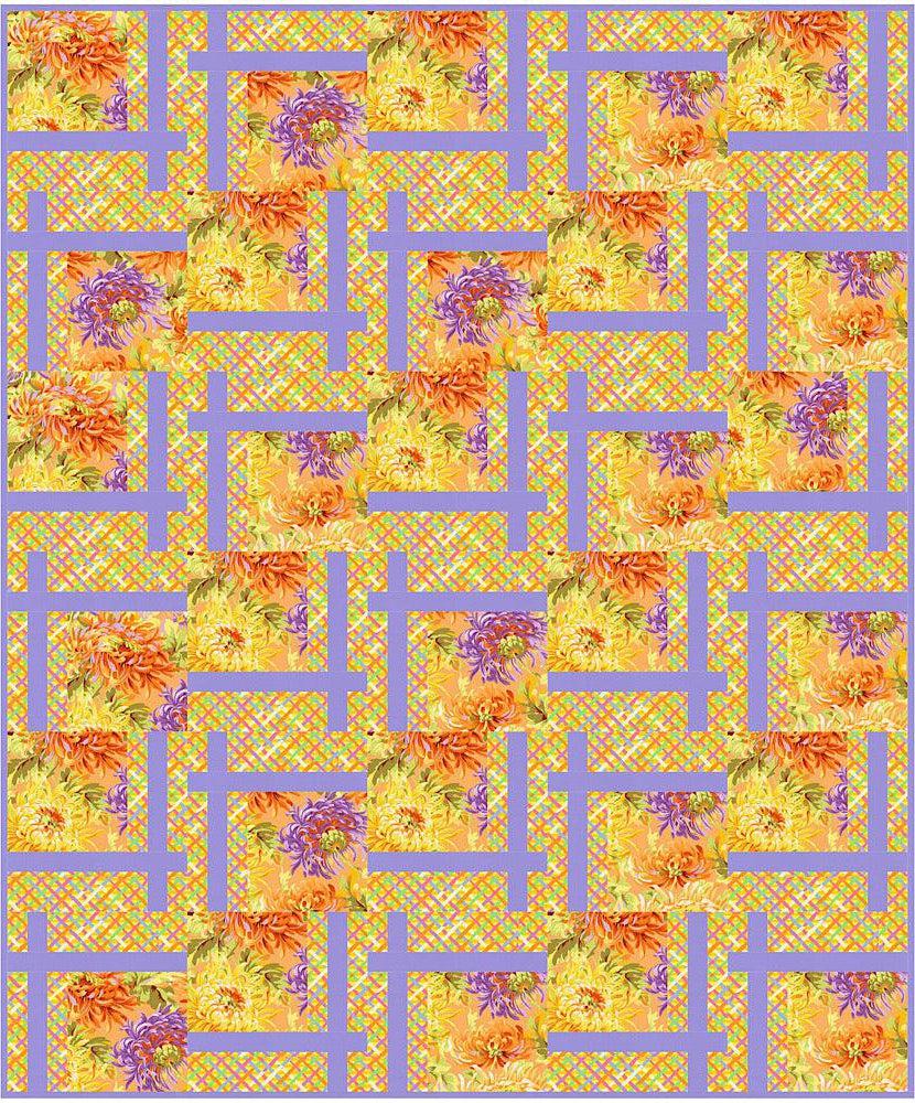 Kaffe Yellow Shaggy with Gold Plaid BQ2 Quilt Kit-Free Spirit Fabrics-My Favorite Quilt Store