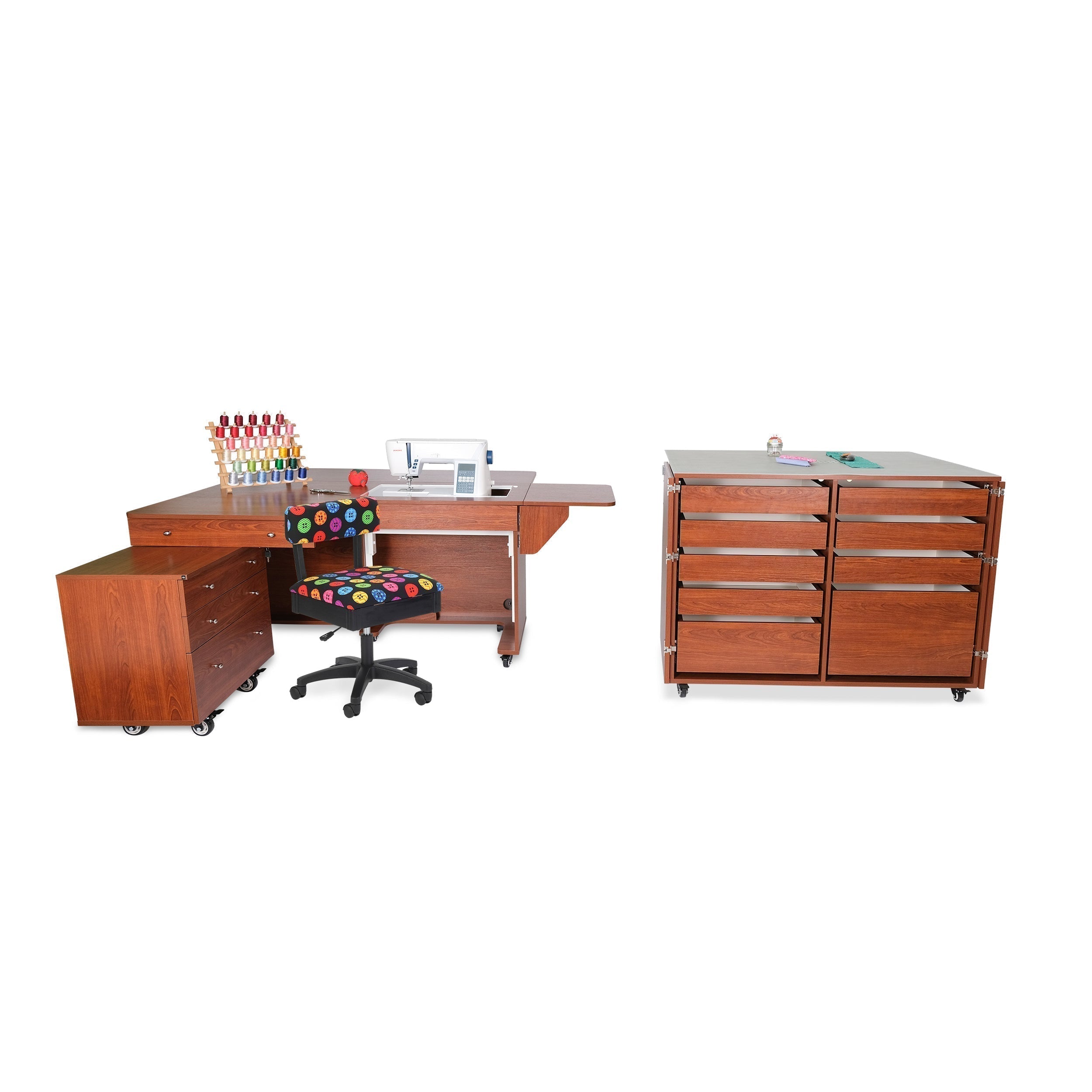 Kangaroo & Joey Sewing Cabinet Teak-Kangaroo Sewing Furniture-My Favorite Quilt Store