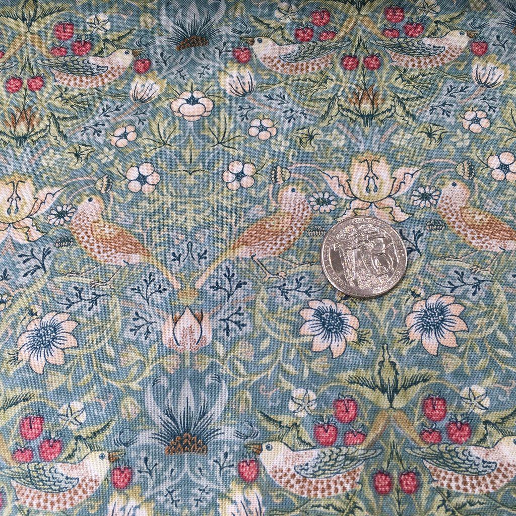 Kelmscott Mini Strawberry Thief Aqua Fabric-Free Spirit Fabrics-My Favorite Quilt Store