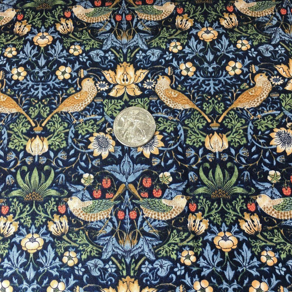 Kelmscott Mini Strawberry Thief Navy Fabric-Free Spirit Fabrics-My Favorite Quilt Store