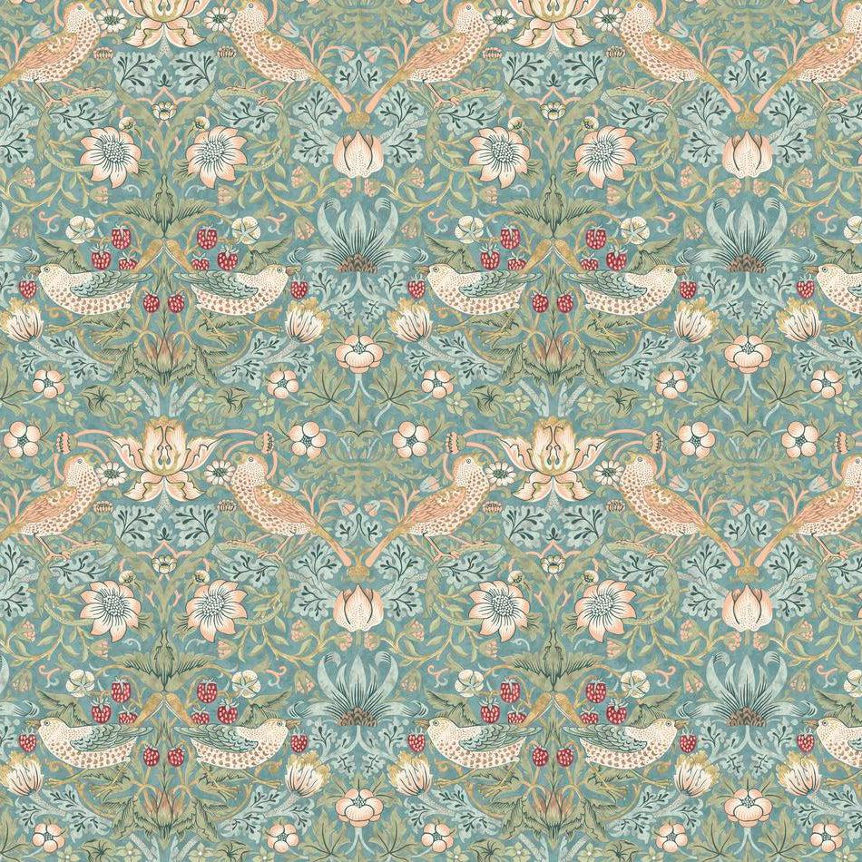 Kelmscott Strawberry Thief Aqua Fabric-Free Spirit Fabrics-My Favorite Quilt Store