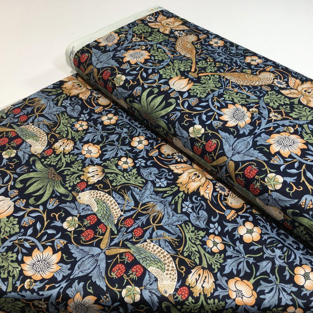 Kelmscott Strawberry Thief Navy Fabric-Free Spirit Fabrics-My Favorite Quilt Store