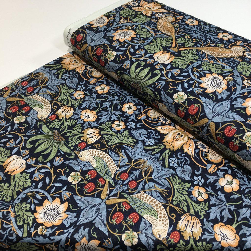 Kelmscott Strawberry Thief Navy Fabric-Free Spirit Fabrics-My Favorite Quilt Store