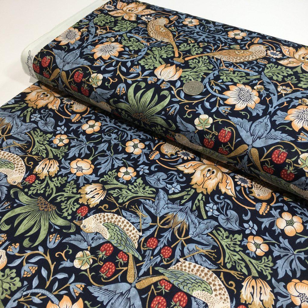 Kelmscott Strawberry Thief Navy Fabric-Free Spirit Fabrics-My Favorite Quilt Store