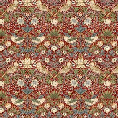 Kelmscott Strawberry Thief Red Fabric-Free Spirit Fabrics-My Favorite Quilt Store