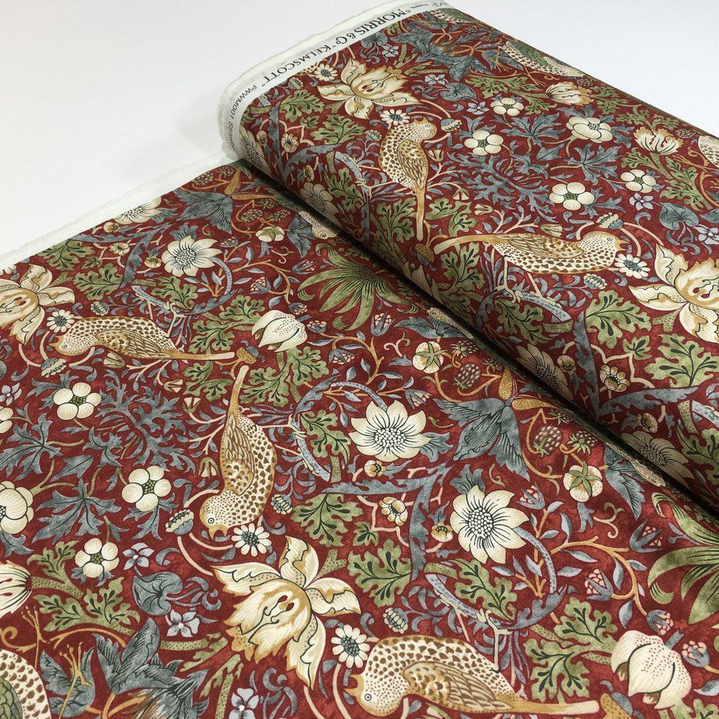 Kelmscott Strawberry Thief Red Fabric-Free Spirit Fabrics-My Favorite Quilt Store