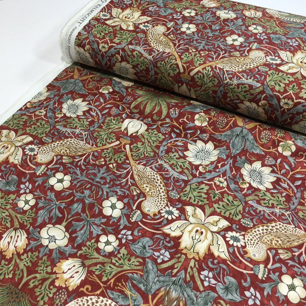 Kelmscott Strawberry Thief Red Fabric-Free Spirit Fabrics-My Favorite Quilt Store