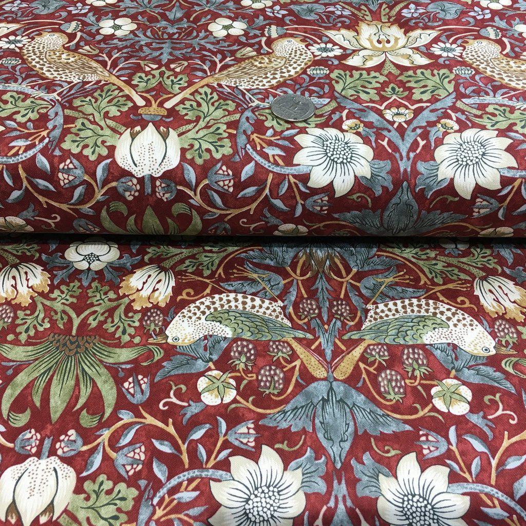 Kelmscott Strawberry Thief Red Fabric-Free Spirit Fabrics-My Favorite Quilt Store