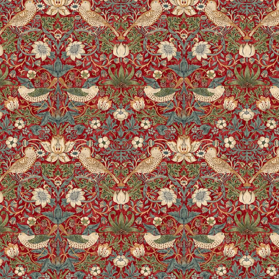 Kelmscott Strawberry Thief Red Fabric