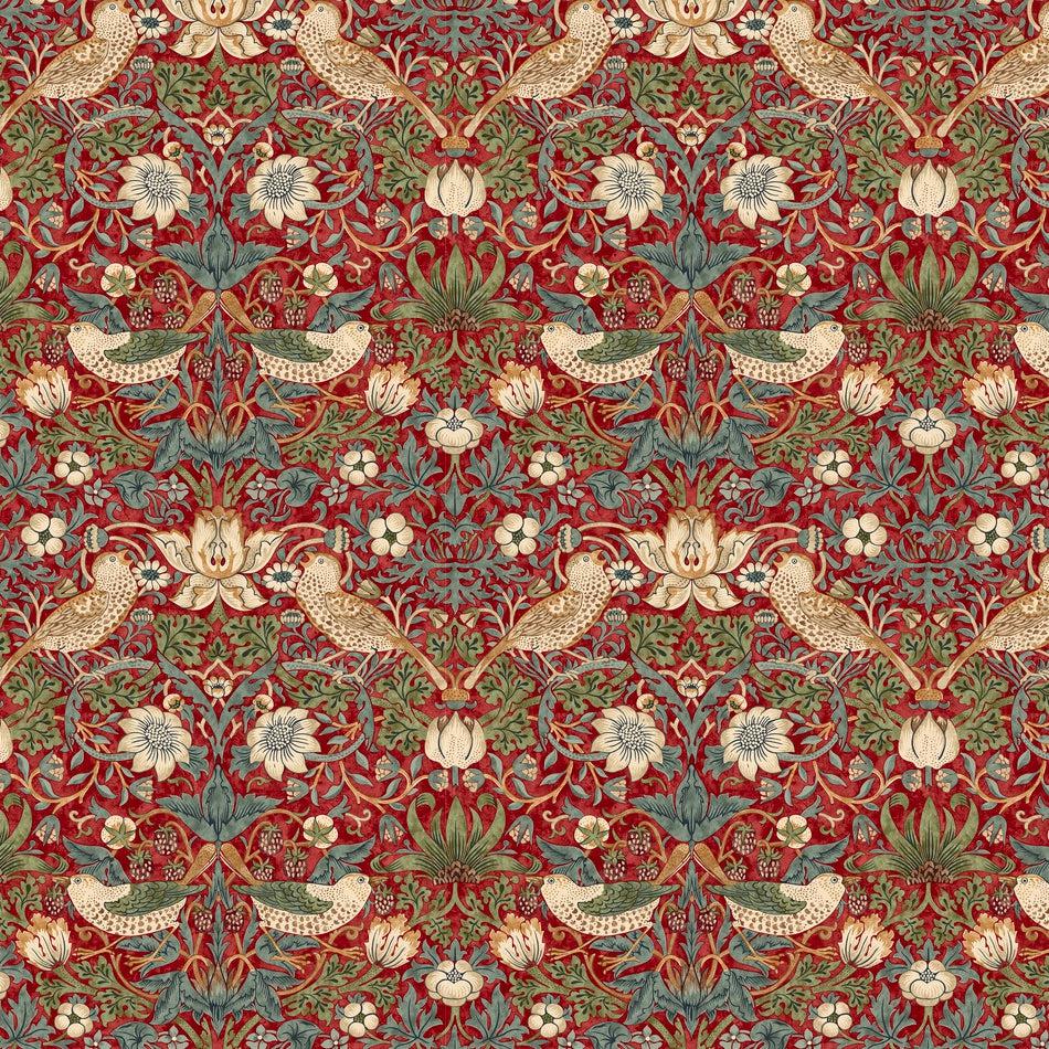 Kelmscott Strawberry Thief Red Fabric-Free Spirit Fabrics-My Favorite Quilt Store